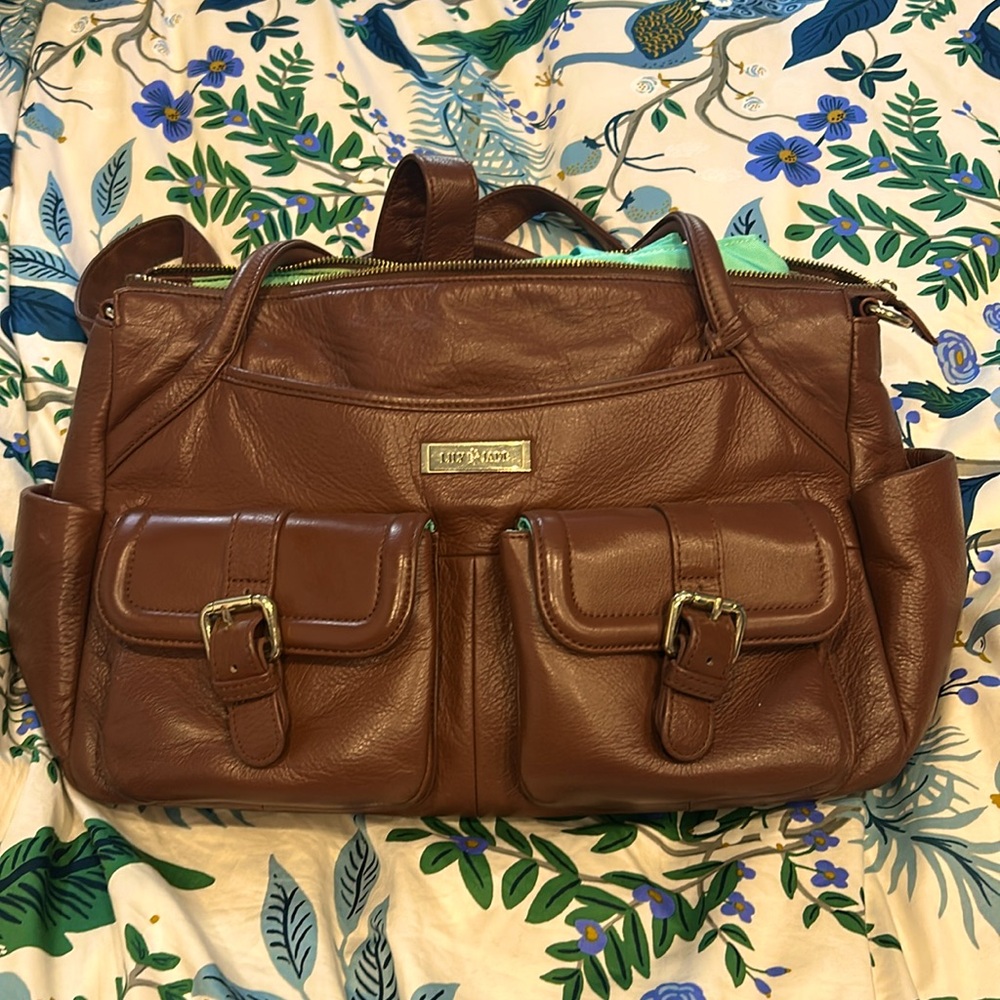 Lily & Jade Diaper Bag back pack - brown leather